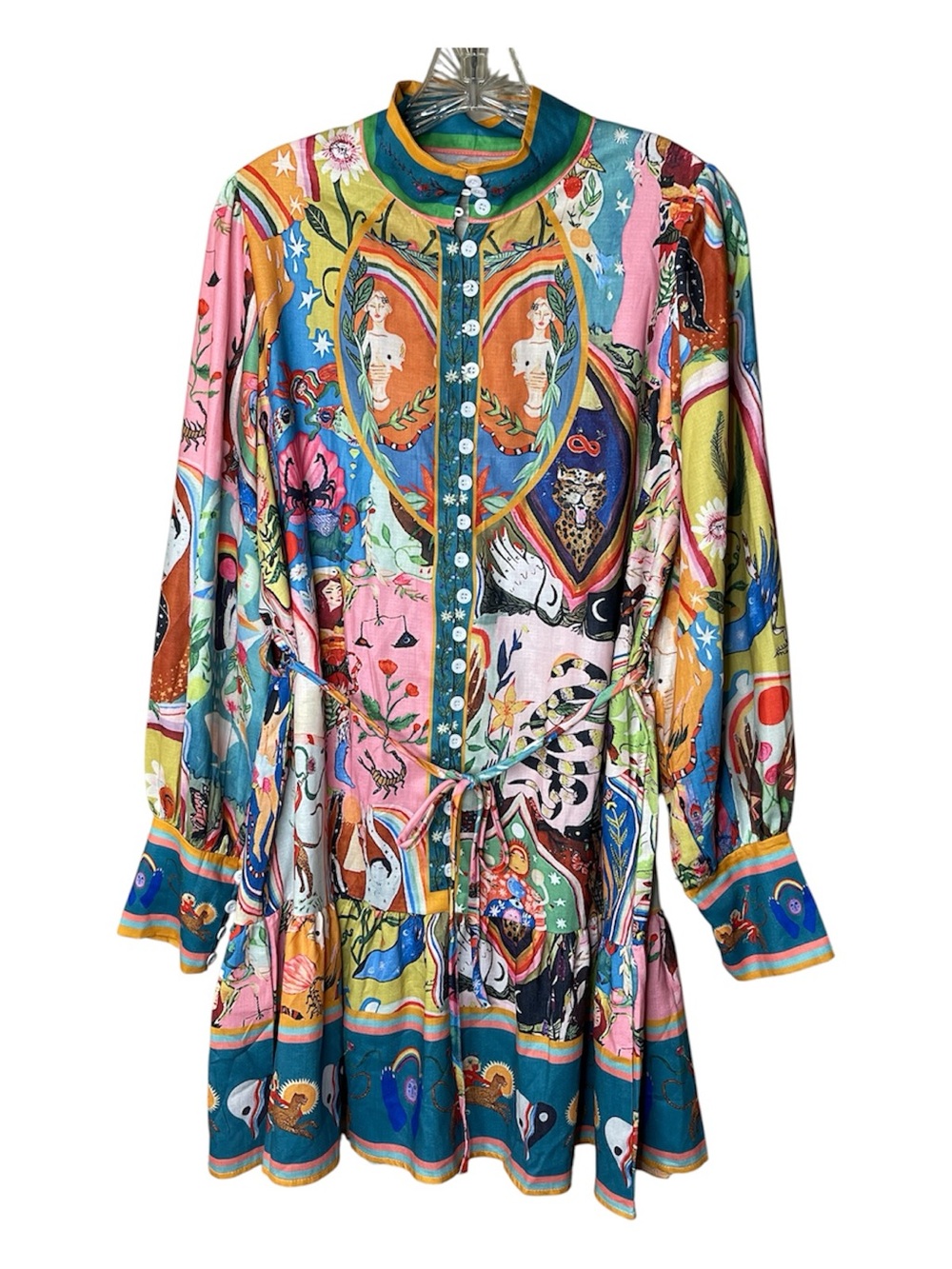 Alemais Whimsical Multicolor Printed Long-Sleeve Button Front Dress - Picture 4 of 6